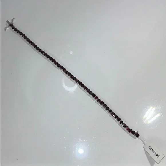 NWT NYC11 Sterling Silver Genuine Red Garnet Eternity Line Bracelet Boho - Picture 4 of 11